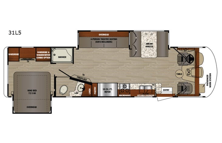 Representative floor plan provided by a trusted RVshare partner.