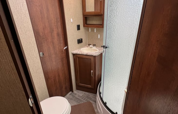 Conveniently located bathroom, perfect for a quick shower, or morning teeth brushing.