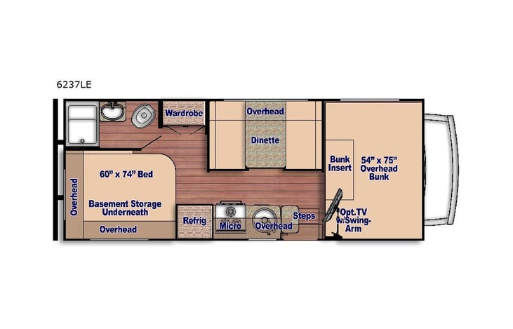 Representative floor plan provided by a trusted RVshare partner.