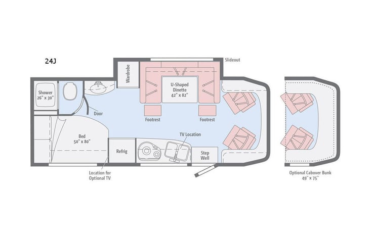 Representative floor plan provided by a trusted RVshare partner.