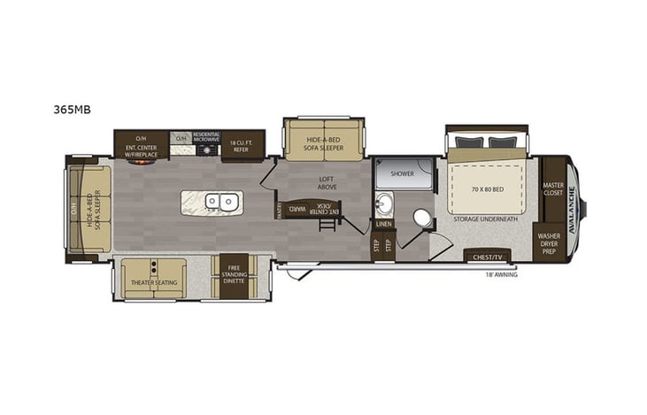 Representative floor plan provided by a trusted RVshare partner.