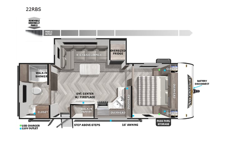 Representative floor plan provided by a trusted RVshare partner.