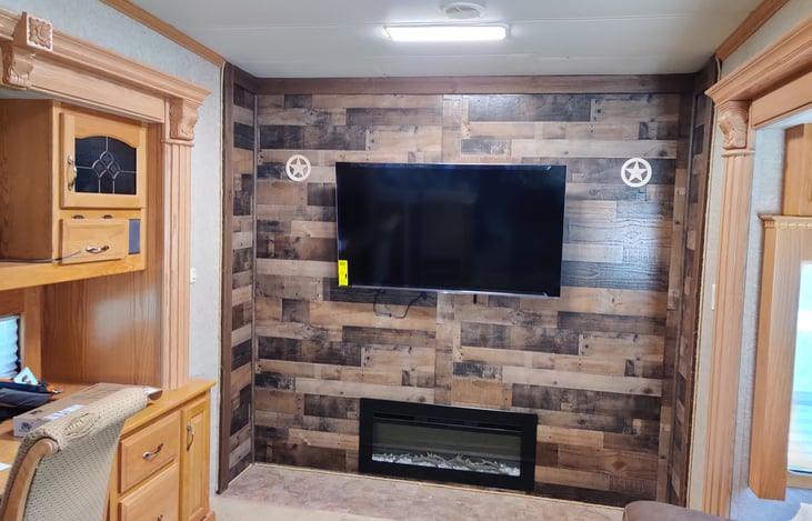 living room update, 55" 4K TV and Electric fireplace