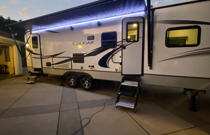 Electric awning with LED lights