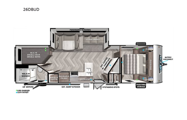 Representative floor plan provided by a trusted RVshare partner.