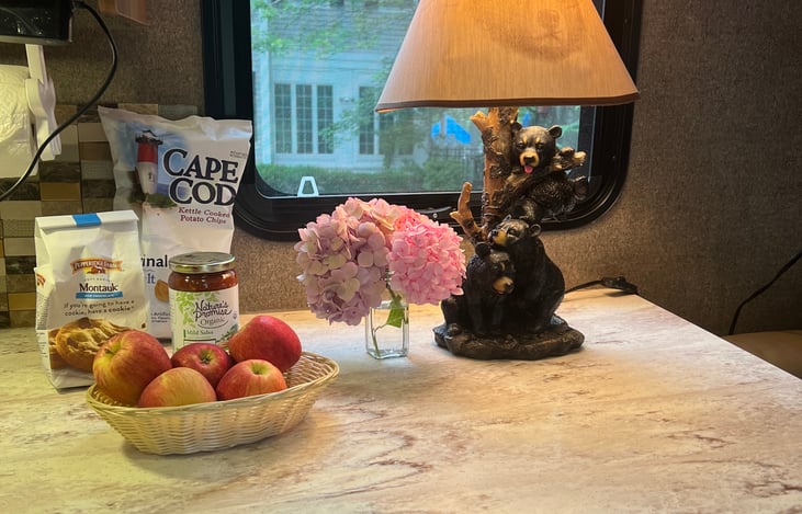 Complimentary snacks and cabin decor!