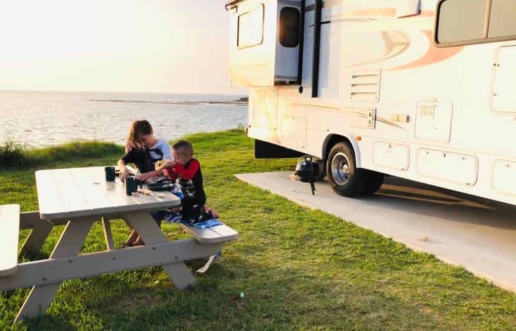 Breakfast on the laguna madre in Corpus Christi, TX