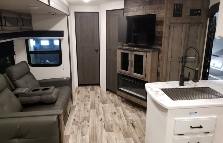 entry closet, fireplace, easy access control panel.  Private bathroom, master bedroom and bunkroom.