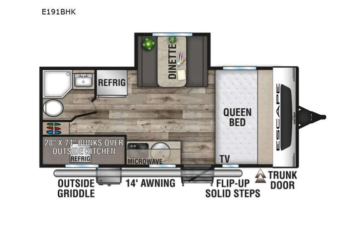 Representative floor plan provided by a trusted RVshare partner.