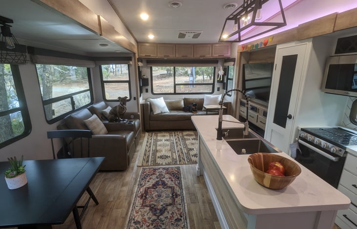 View of living area and kitchen/dining area