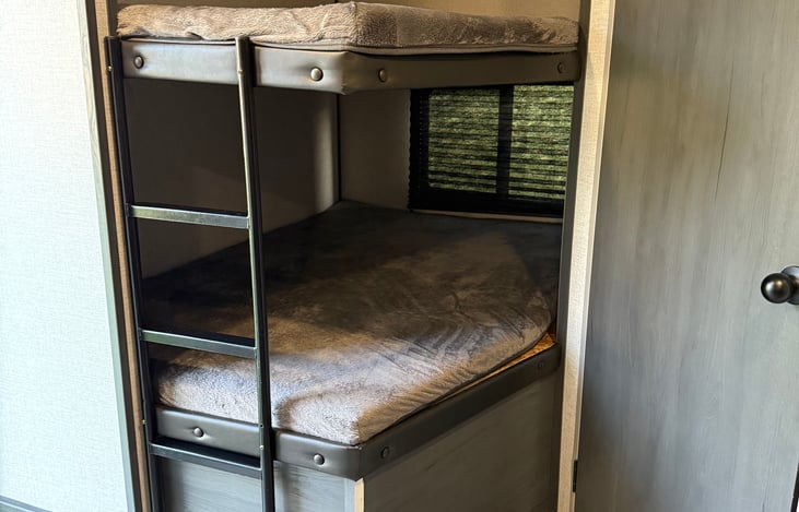 Bunks perfect for the kiddos! Storage underneath. Lights in each bunk.