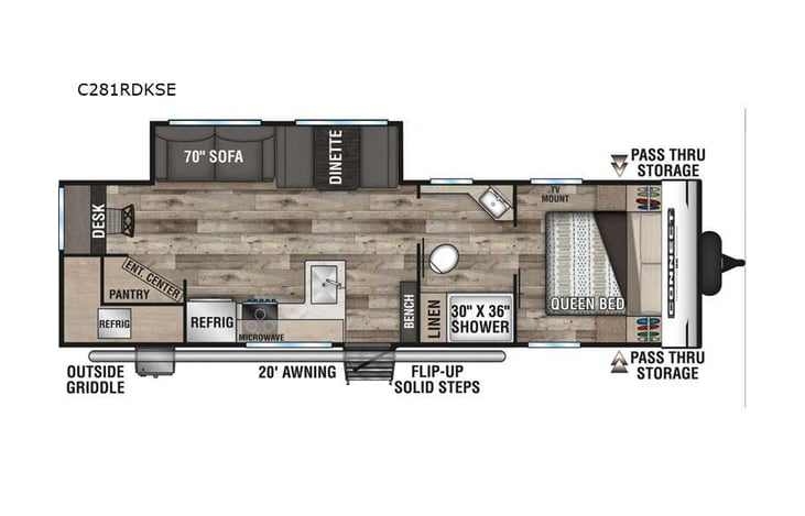 Representative floor plan provided by a trusted RVshare partner.