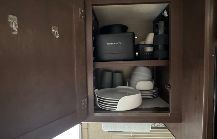 Service for five and coffee maker included. Toaster can be added as an add on.