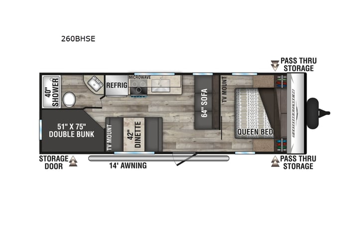 Representative floor plan provided by a trusted RVshare partner.