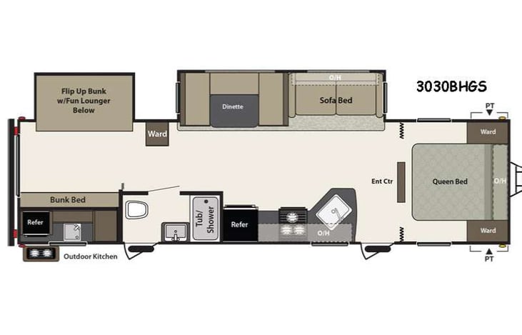 Representative floor plan provided by a trusted RVshare partner.