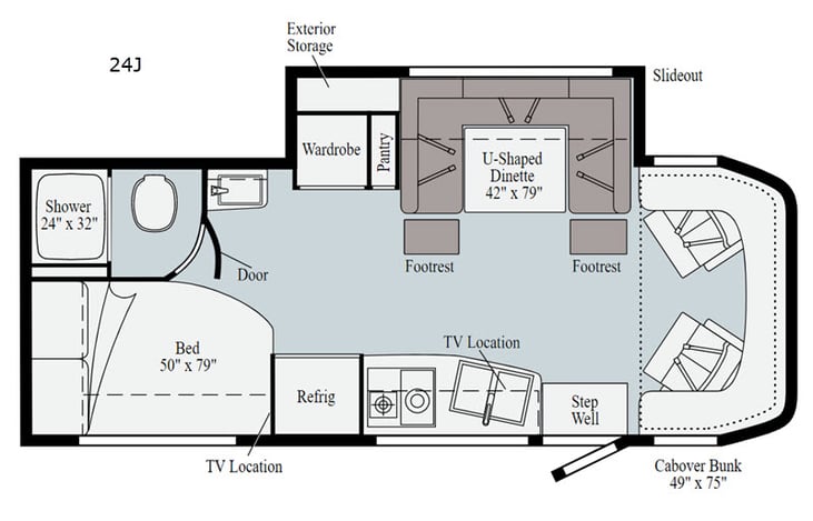 Representative floor plan provided by a trusted RVshare partner.