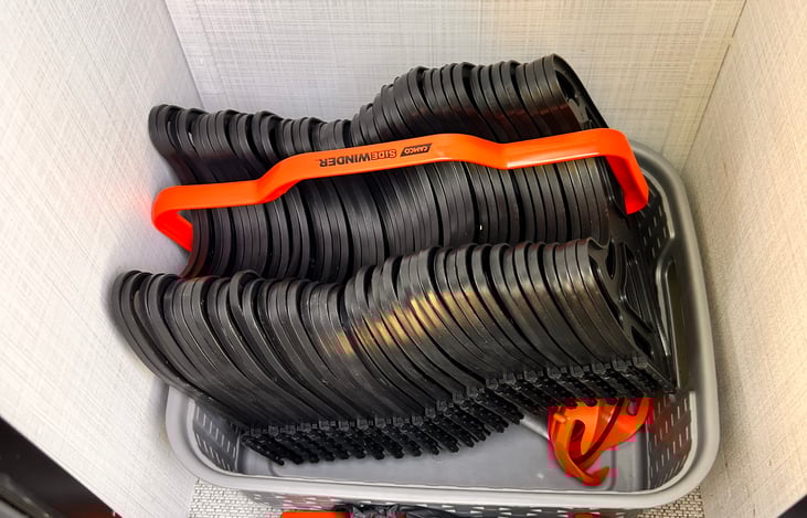 20' Sewer hose support, hose wrenches, and gloves.