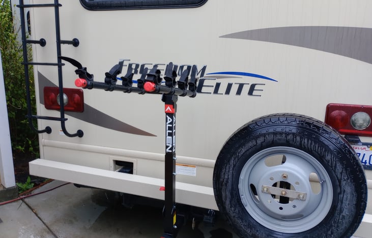 Bike rack for up to four bikes at your request.