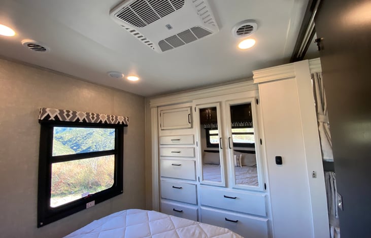 Extra storage in the master bedroom and your own vent for heating and cooling