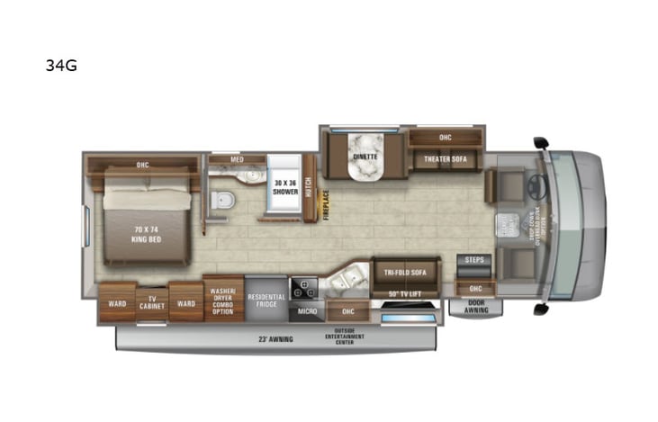 Representative floor plan provided by a trusted RVshare partner.