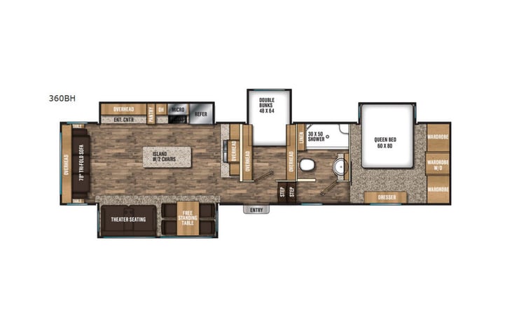 Representative floor plan provided by a trusted RVshare partner.