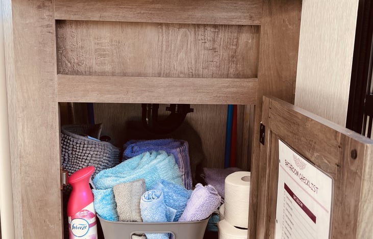 Four sets of bath towels and matching wash cloths included in every rental. Each set is a different color so you can easily identify which towel belongs to who