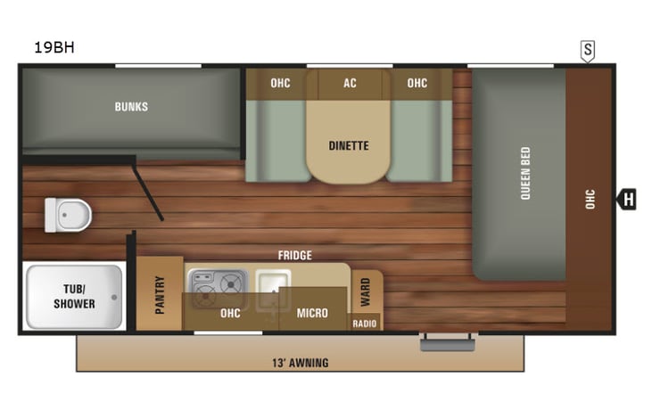 Representative floor plan provided by a trusted RVshare partner.