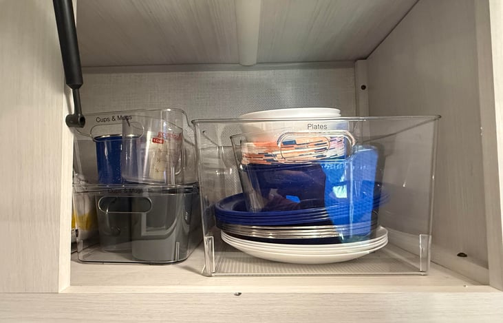 Cups, bowls and plates organized storage.