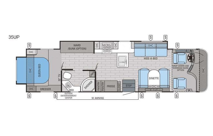 Representative floor plan provided by a trusted RVshare partner.