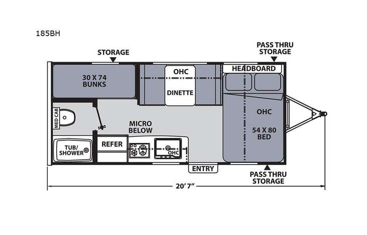 Representative floor plan provided by a trusted RVshare partner.