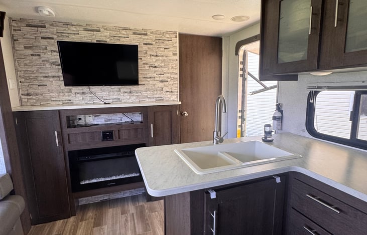 Kitchen and Fireplace