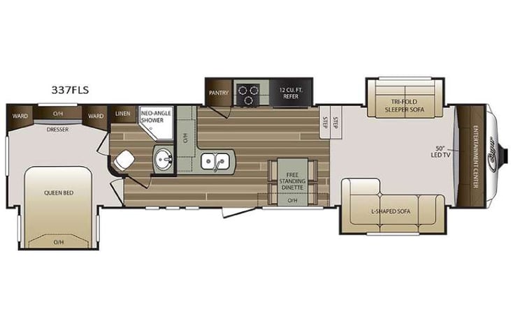 Representative floor plan provided by a trusted RVshare partner.