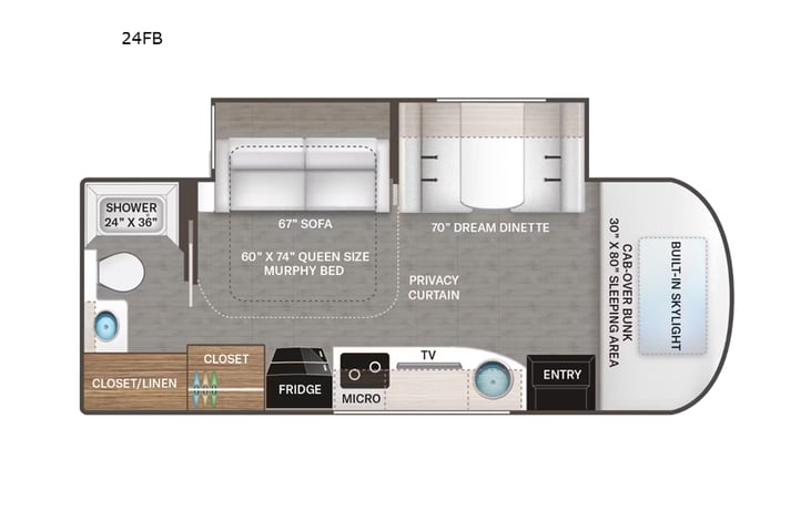 Representative floor plan provided by a trusted RVshare partner.