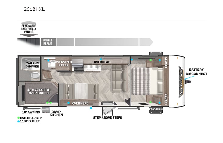 Representative floor plan provided by a trusted RVshare partner.