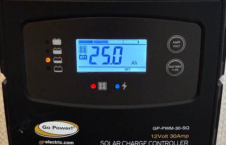 Solar panel control system for off-grid use.