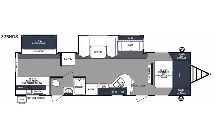 Representative floor plan provided by a trusted RVshare partner.