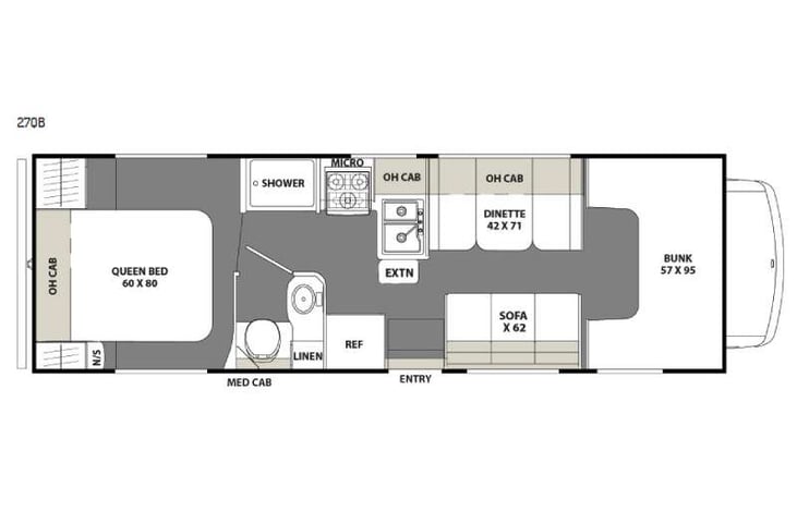 Representative floor plan provided by a trusted RVshare partner.