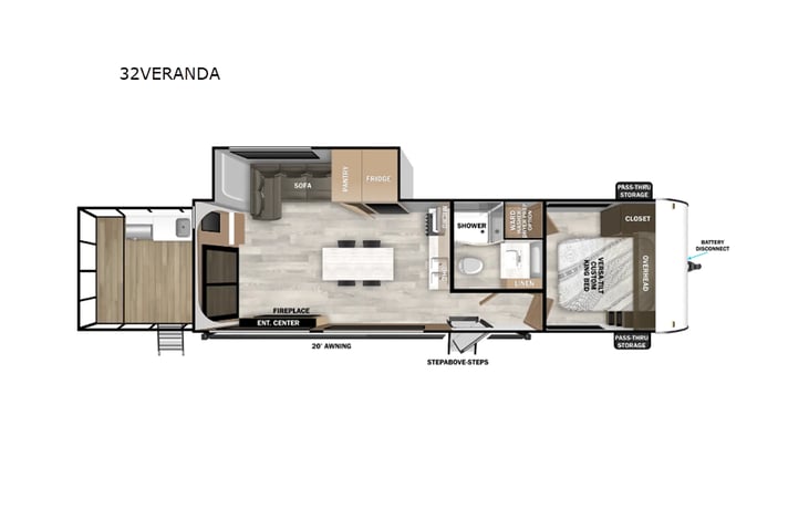 Representative floor plan provided by a trusted RVshare partner.