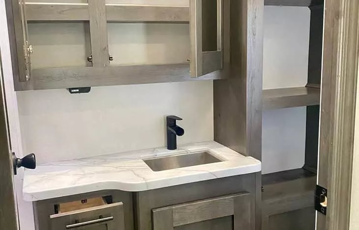 Master shower counter space