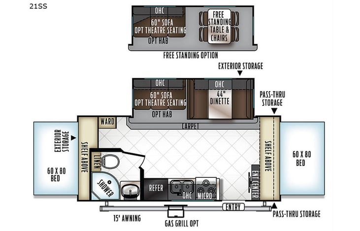 Representative floor plan provided by a trusted RVshare partner.