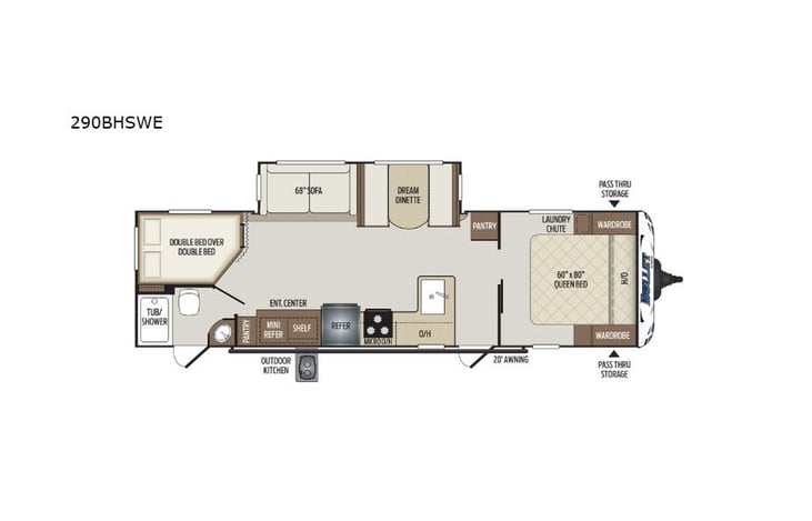 Representative floor plan provided by a trusted RVshare partner.