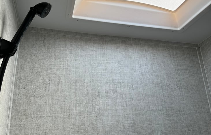 The shower has a skylight