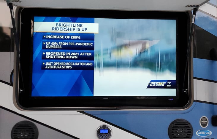 Exterior TV above the outside radio control.