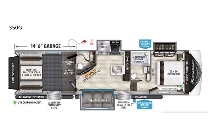 Representative floor plan provided by a trusted RVshare partner.