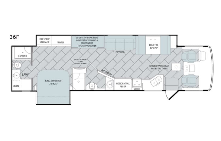 Representative floor plan provided by a trusted RVshare partner.