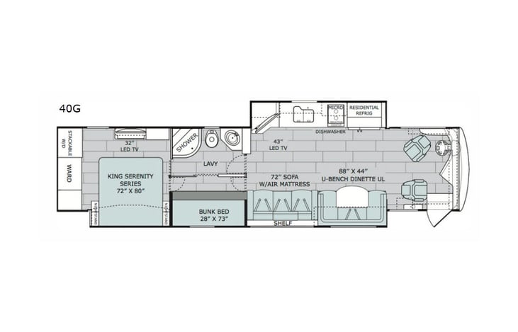 Representative floor plan provided by a trusted RVshare partner.