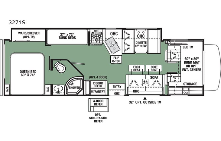 Representative floor plan provided by a trusted RVshare partner.