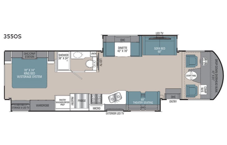 Representative floor plan provided by a trusted RVshare partner.