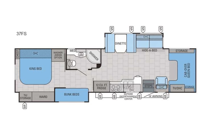 Representative floor plan provided by a trusted RVshare partner.