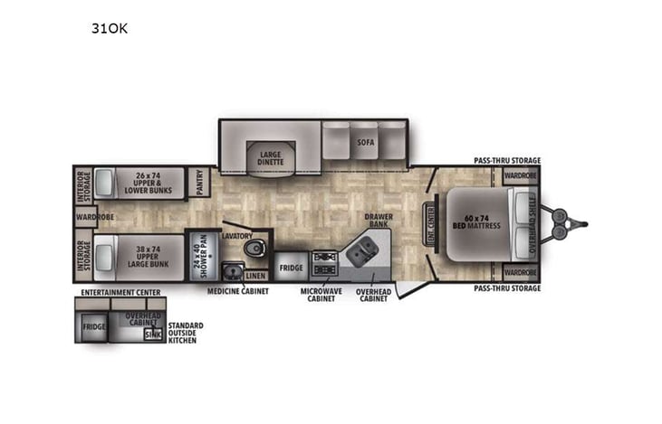Representative floor plan provided by a trusted RVshare partner.